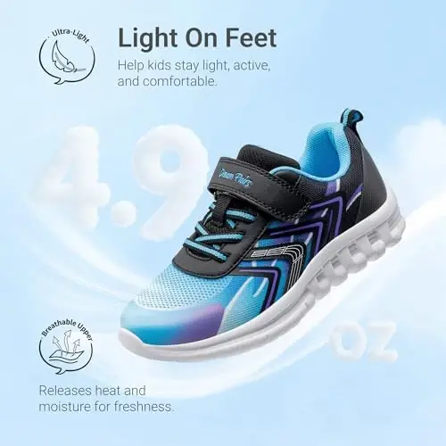 DREAM PAIRS Kids Shoes Sneakers Athletic Running | Lightweight,Breathable,Comfortable, Non Slip,Hook-and-Loop,Walking, Gym, School, Daily Play - 3