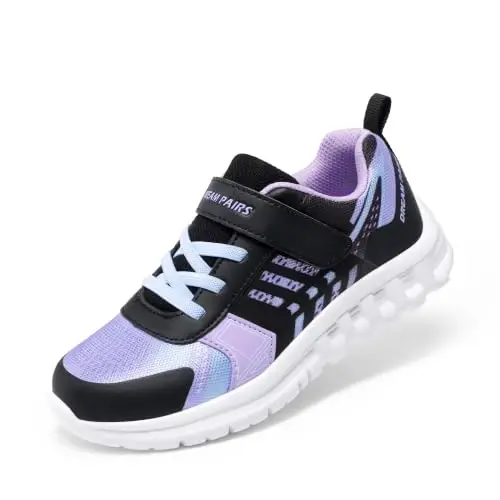 DREAM PAIRS Kids Sneakers Running | Lightweight, Breathable knit upper, Hook-and-loop, Cushioned foam insole, Boys Girls athletic tennis shoes - 1