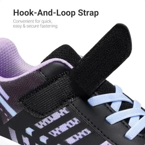 DREAM PAIRS Kids Sneakers Running | Lightweight, Breathable knit upper, Hook-and-loop, Cushioned foam insole, Boys Girls athletic tennis shoes - 3