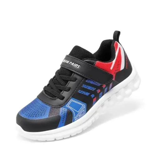 DREAM PAIRS Kids Sneakers Running | Lightweight, Breathable knit upper, Hook-and-loop, Cushioned foam insole, Boys Girls athletic tennis shoes - 1