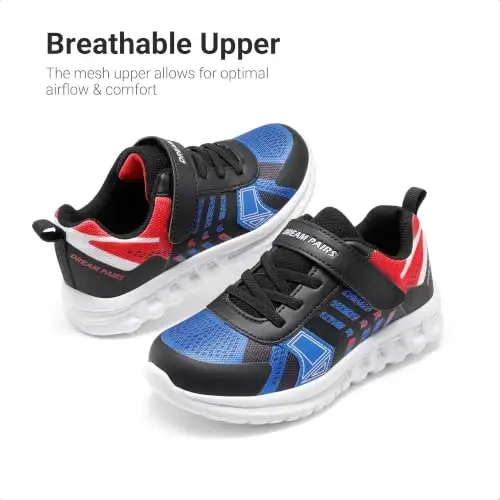 DREAM PAIRS Kids Sneakers Running | Lightweight, Breathable knit upper, Hook-and-loop, Cushioned foam insole, Boys Girls athletic tennis shoes - 4
