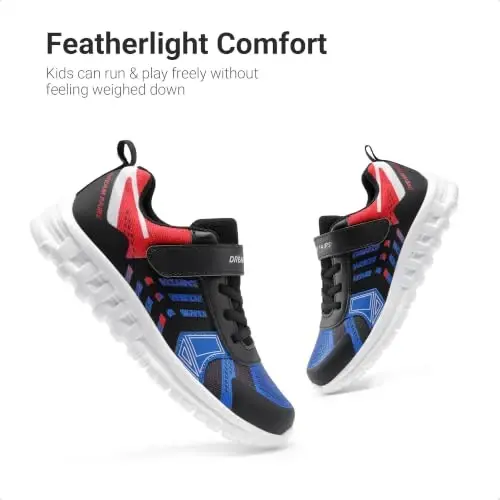 DREAM PAIRS Kids Sneakers Running | Lightweight, Breathable knit upper, Hook-and-loop, Cushioned foam insole, Boys Girls athletic tennis shoes - 5