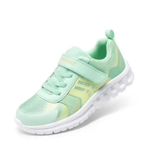 DREAM PAIRS Kids Sneakers Running | Lightweight, Breathable knit upper, Hook-and-loop, Cushioned foam insole, Boys Girls athletic tennis shoes - 1