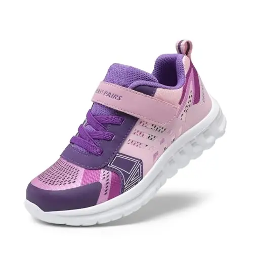 DREAM PAIRS Kids Sneakers Running | Lightweight, Breathable knit upper, Hook-and-loop, Cushioned foam insole, Boys Girls athletic tennis shoes 