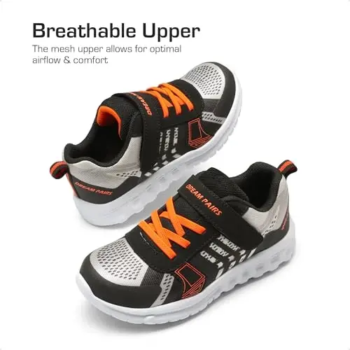 DREAM PAIRS Qizlar Bolalar Poyabzallari Bolalar Tennis EZ-Ons Quicksteps Maktab Krossovkalari Nafas Oluvchi Yugurish Atletik Poyabzallari - 3