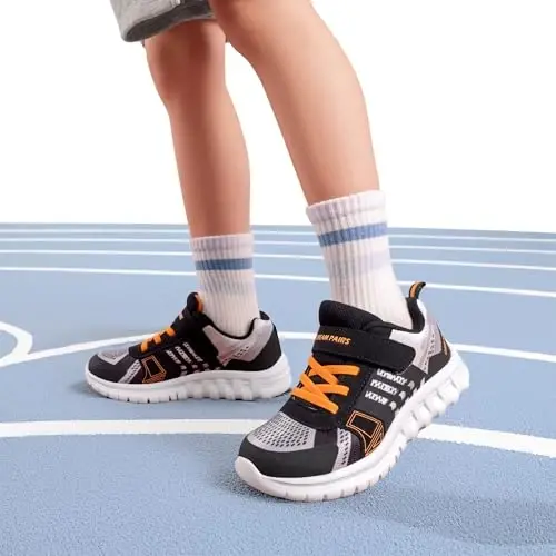 DREAM PAIRS Qizlar Bolalar Poyabzallari Bolalar Tennis EZ-Ons Quicksteps Maktab Krossovkalari Nafas Oluvchi Yugurish Atletik Poyabzallari - 5