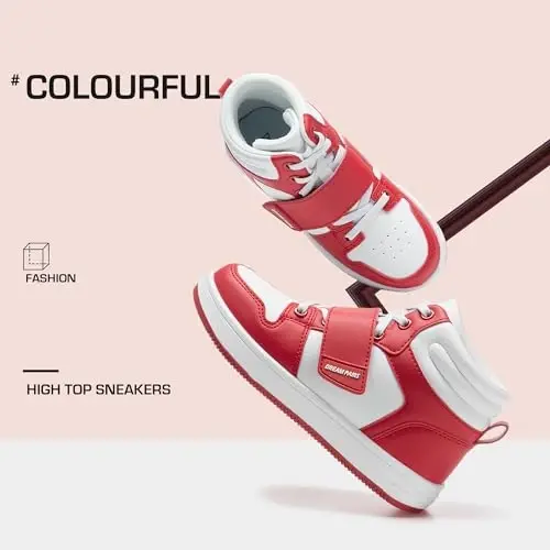 DREAM PAIRS Unisex Basketball Shoes School Sneaker | Pull-On Elastic/Bungee laces Ankle Support Comfort Cushioning High Top Easy-Care Outdoor Athletic Daily Casually School Walk - 6