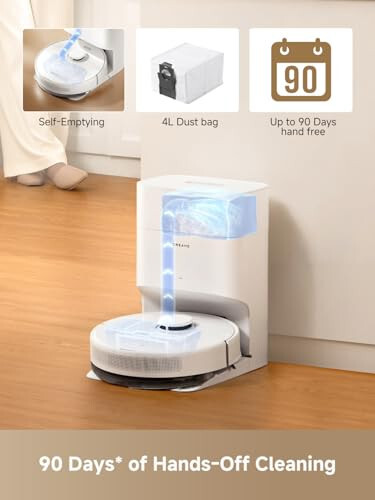 Dreame D10 Plus Gen 2 robot chang'ir va mop, 90 kunlik tozalash uchun o'zini bo'shatuvchi bazasi, 6000 Pa so'rish kuchi va LiDAR navigatsiyasi, to'siqlarni aniqlash, Wi-Fi bilan bog'langan. - 8