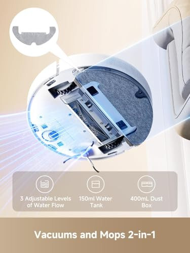 Dreame D10 Plus Gen 2 Robot Vacuum and Mop with Self-Emptying Base for 90 days of cleaning, 6000 Pa suction and LiDAR Navigation, Obstacle Avoidance, Wi-Fi Connected - 4