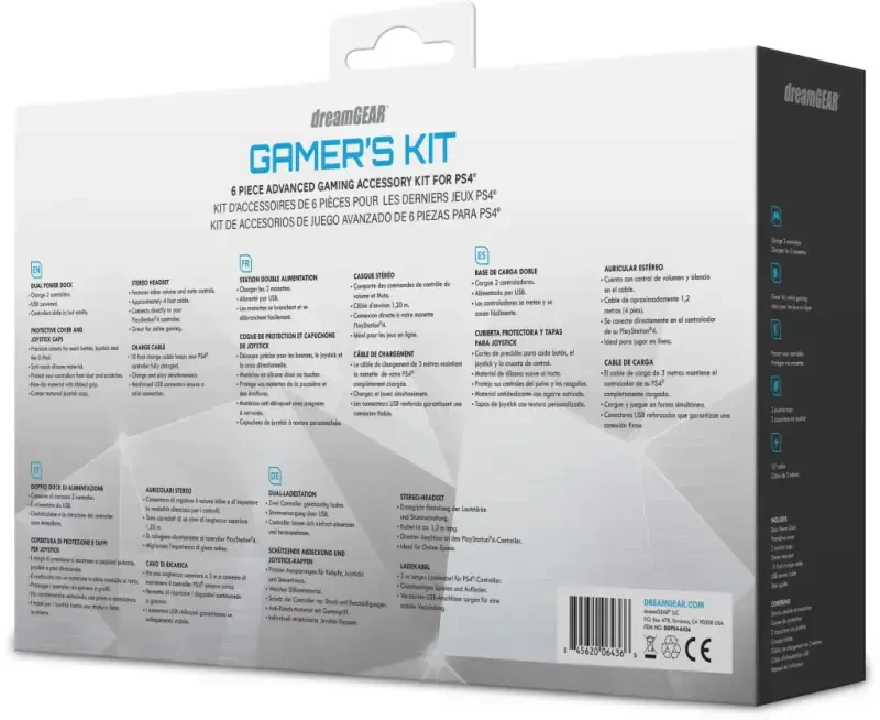 dreamGEAR PlayStation 4 Advanced Gamer's Starter Kit - Headset, Charging Dock, USB Charge Cable, Controller Cover & Joystick Caps for PS4 (Controllers are not included) - 2