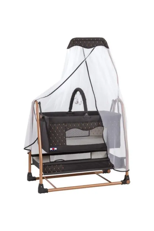 Dreamy Tulle Basket Cradle Rockable Baby Crib Tu - TOMMYBABY