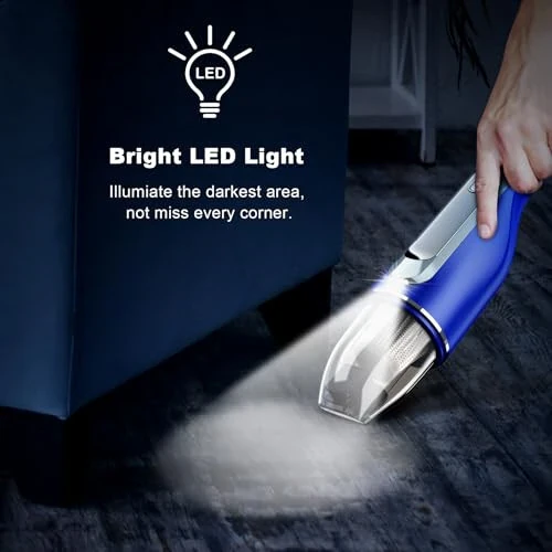 DRECELL Handheld Vacuum Cordless, Car Vacuum with Brushless Motor & 14000Pa Suction, 1.2lbs Lightweight, LED Light, Portable Slim Mini Vacuum Cleaner for Car Home Pet - 7
