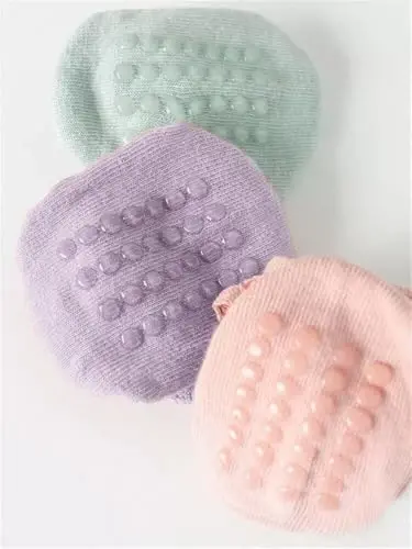 DRESHOW BQUBO Baby Girls Toddler Anti Slip Socks - Cute Frilly Ruffle Grip Ankle Socks for Infant Toddler - 4