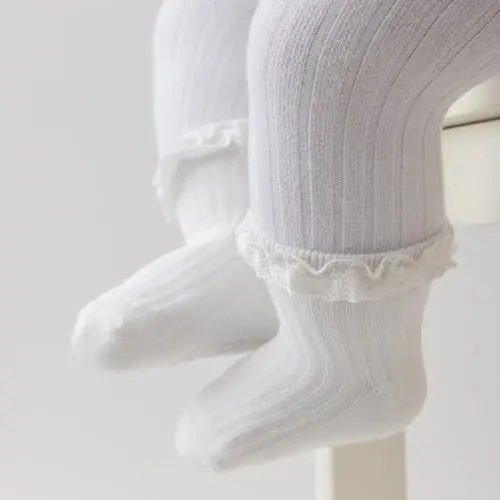 DRESHOW BQUBO Baby Girls Toddler Anti Slip Socks - Cute Frilly Ruffle Grip Ankle Socks for Infant Toddler - 4