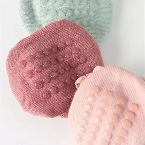 DRESHOW BQUBO Baby Girls Toddler Anti Slip Socks - Cute Frilly Ruffle Grip Ankle Socks for Infant Toddler - 3