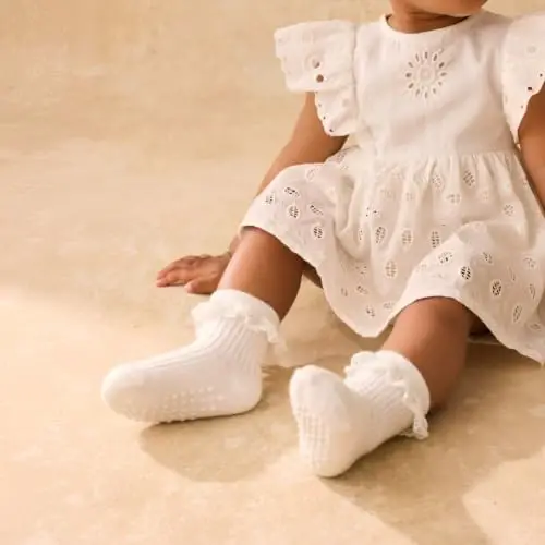 DRESHOW BQUBO Baby Girls Toddler Anti Slip Socks - Cute Frilly Ruffle Grip Ankle Socks for Infant Toddler - 3