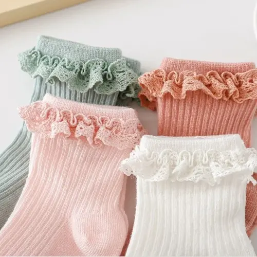 DRESHOW BQUBO Baby Girls Toddler Anti Slip Socks - Cute Frilly Ruffle Grip Ankle Socks for Infant Toddler - DRESHOW (1)