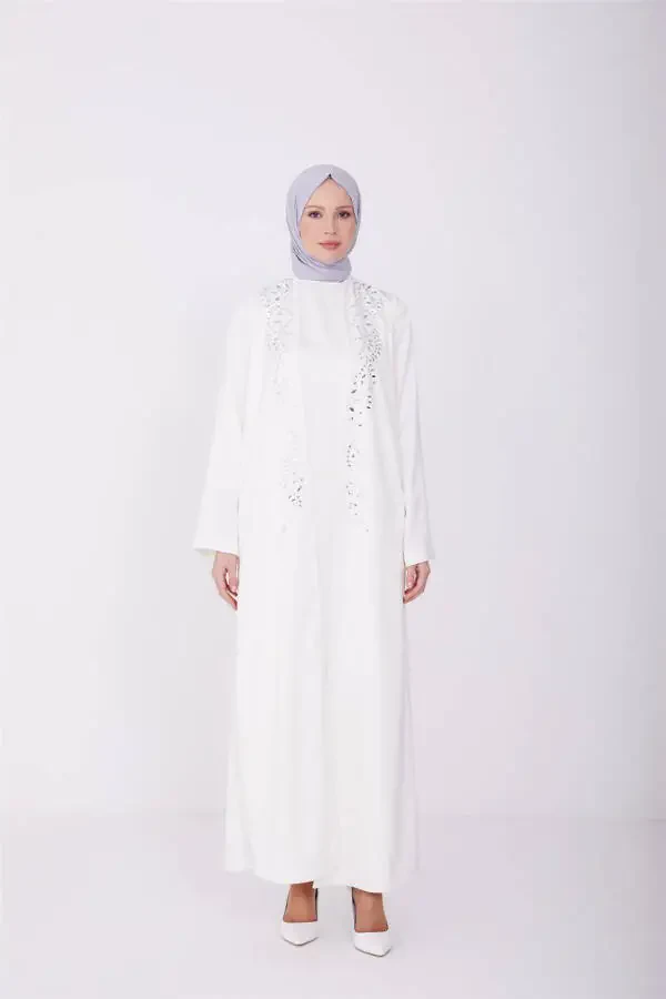Dress That Looks Like a Bejeweled Suit 23y9601 White - 1