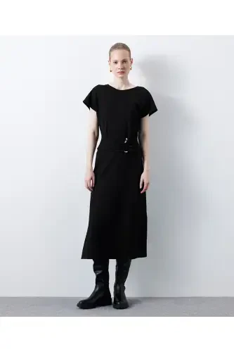 Dress with metal accessories - İPEKYOL (1)