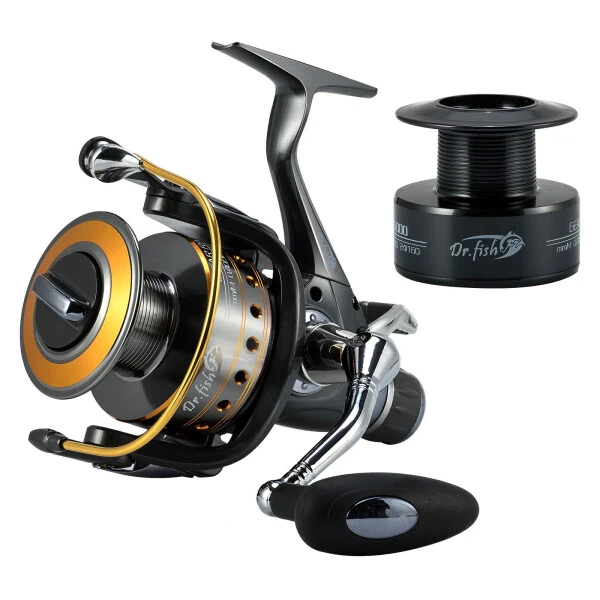 Dr.Fish Hercules-II Baitfeeder Spinning Reel 3000-6000 Spare Spool Max 30Lb Carbon Fiber Drag Saltwater Freshwater Fishing Reel Live Liner Front Rear Drag- - DR.FISH