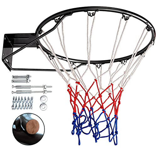 Dripex Mustahkam Basketbol Halqasi 18 dyuymli almashtirish Ajraluvchi Devorga o'rnatilgan Tashqi Og'ir Vazifali Mustahkam Po'lat 18 dyuymli Halqasi Ikkita Bahorli Barcha Ob-havo To'ri bilan - 7