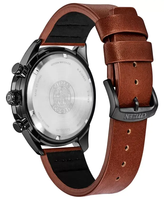 Drive From Citizen Eco-Drive Men's LTR Brown Leather Strap Watch 45mm-Brown - 3