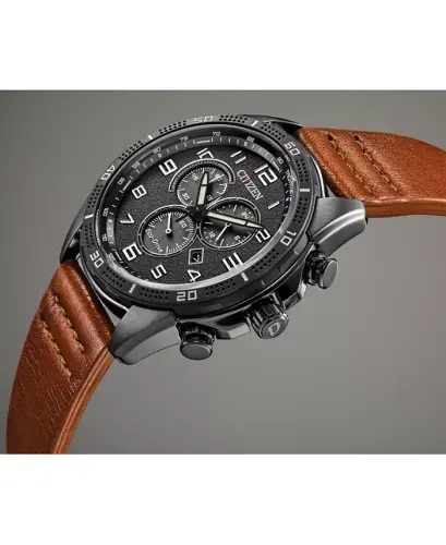 Drive From Citizen Eco-Drive Men's LTR Brown Leather Strap Watch 45mm-Brown - 5