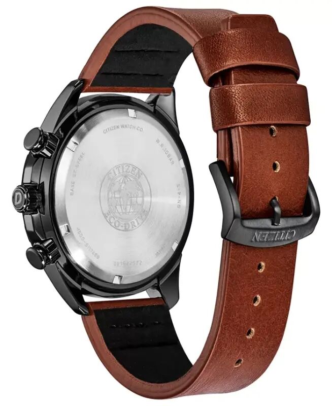 Drive From Citizen Eco-Drive Men's LTR Brown Leather Strap Watch 45mm-Brown - 3