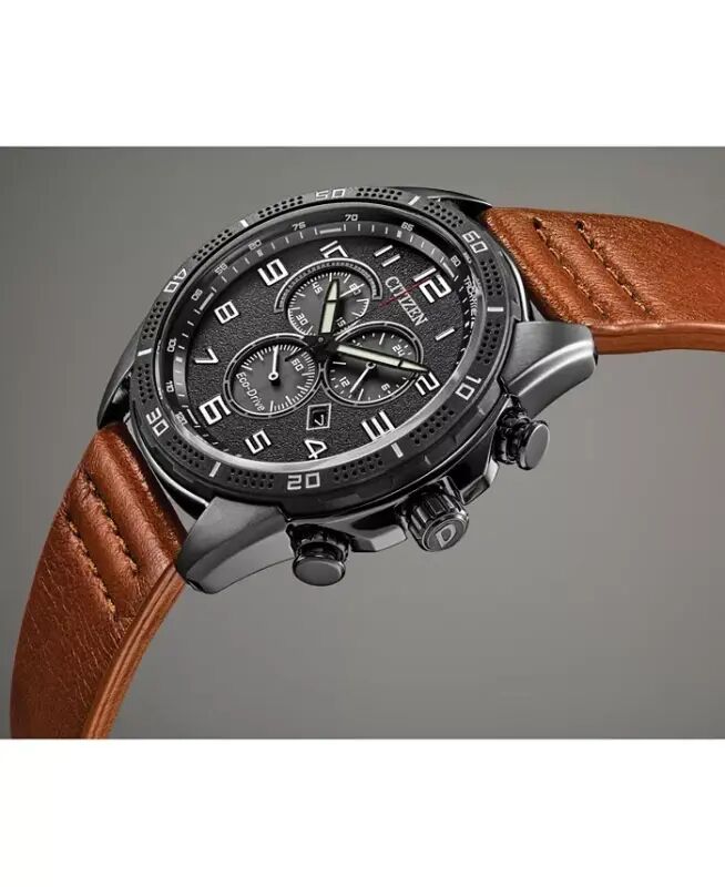 Drive From Citizen Eco-Drive Men's LTR Brown Leather Strap Watch 45mm-Brown - 5