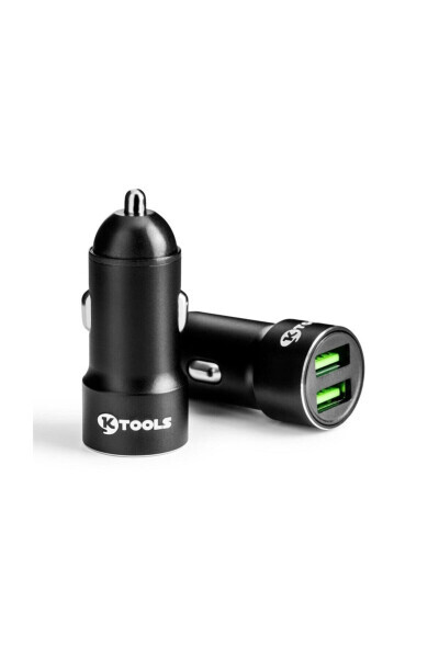 Drive Inn 2.4 Amper Ikki USB Avtomobil Zaryadlovchi Sigareta Yoqutgich Qora - KTOOLS