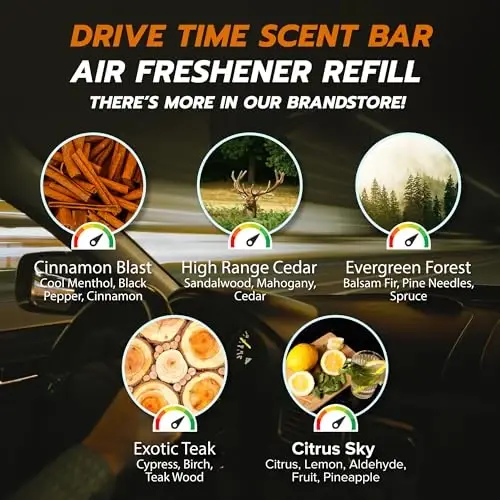 Drive Time Reusable 12V Plug-in Car Air Freshener Refill – Power Fresh, Auto Shut-Off, Plug-In Convenience, No Batteries Needed – Includes 4 Scent Bars for Up to 30 Days of Freshness – Amber Vanilla - 5