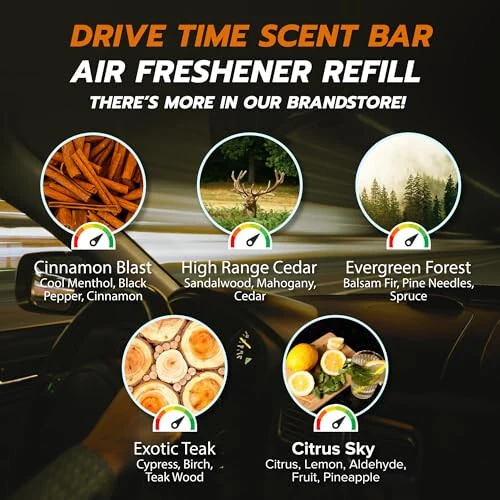 Drive Time Avtomobil Havo Tozalagich Qayta To'ldirish, Amber Vanil Xushbo'y, 1 Paketda 4 Ta'riq - 5