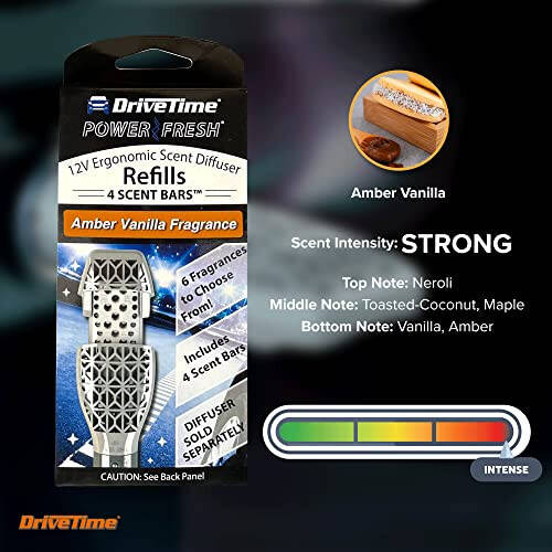 Drive Time Car Air Freshener Refill, Amber Vanilla Scent, 4 Bars in 1 Pack - 3