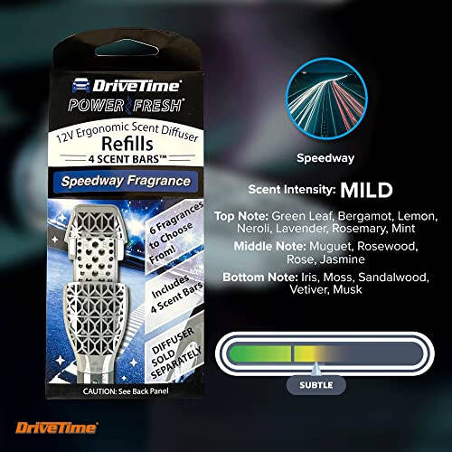 Drive Time Power Fresh Xushbo'y Barlari - Avtomobil Havo Tozalagich, Power Fresh 12 Voltlik Ulagichli Havo Tozalagichlari Uchun To'ldirish, Xushbo'y Barlar - 1 Paketda 4 Xushbo'y Bar (Speedway) - 3