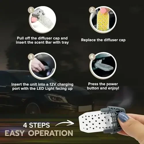 Drive Time Qayta ishlatiladigan 12V Plaginli Avtomobil Havo Tozalagichi – Power Fresh, Avtomatik O'chirish, Plagin Qulayligi, Batareya Kerak Emas – 30 Kungacha Yangilik Uchun 4 ta Hidli Bar O'z Ichiga Oladi – Ekzotik Tik - 4