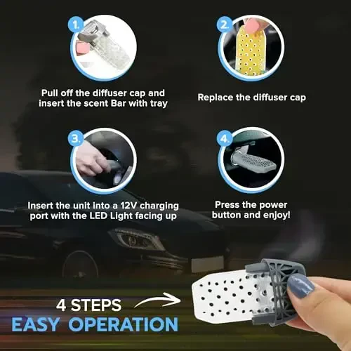 Drive Time Qayta Ishlatiladigan 12V Ulagichli Avtomobil Havo Tozalagichi – Power Fresh, Avtomatik O'chirish, Ulagichli Qulaylik, Batareya Kerak Emas – 30 Kungacha Yangilik Uchun 4 ta Xushbo'y Hidli Panelni O'z Ichiga Oladi – Speedway - 4