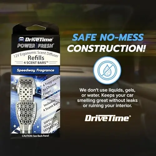 Drive Time Qayta Ishlatiladigan 12V Ulagichli Avtomobil Havo Tozalagichi – Power Fresh, Avtomatik O'chirish, Ulagichli Qulaylik, Batareya Kerak Emas – 30 Kungacha Yangilik Uchun 4 ta Xushbo'y Hidli Panelni O'z Ichiga Oladi – Speedway - 3