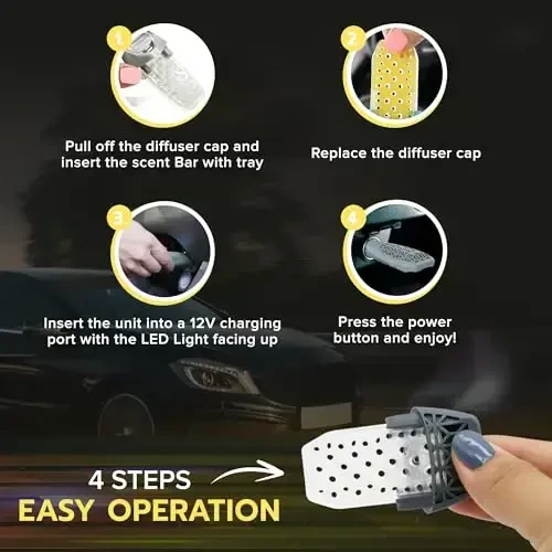 Drive Time Qayta ishlatiladigan 12V vilkali avtomobil havo tozalagichi – Power Fresh, Avtomatik oʻchirish, Vilkaga ulash qulayligi, Batareyalar kerak emas – 30 kungacha yangilik uchun 4 ta xushboʻy hidli panellar bilan birga – Citrus Sky - 4