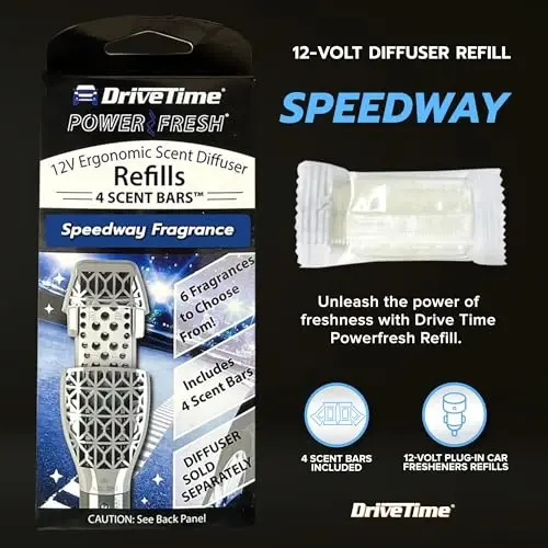 Drive Time Reusable 12V Plug-in Car Air Freshener – Power Fresh, Auto Shut-Off, Plug-In Convenience, No Batteries Needed – Includes 4 Scent Bars for Up to 30 Days of Freshness – Speedway - DRIVE (1)