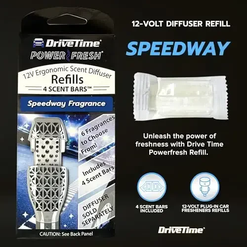 Drive Time Reusable 12V Plug-in Car Air Freshener – Power Fresh, Auto Shut-Off, Plug-In Convenience, No Batteries Needed – Includes 4 Scent Bars for Up to 30 Days of Freshness – Speedway - DRIVE TIME (1)