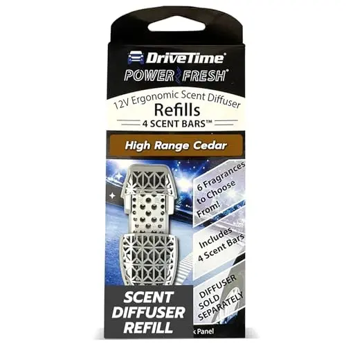 Drive Time Reusable 12V Plug-in Car Air Freshener Refill – Power Fresh, Auto Shut-Off, Plug-In Convenience, No Batteries Needed – Includes 4 Scent Bars for Up to 30 Days of Freshness 