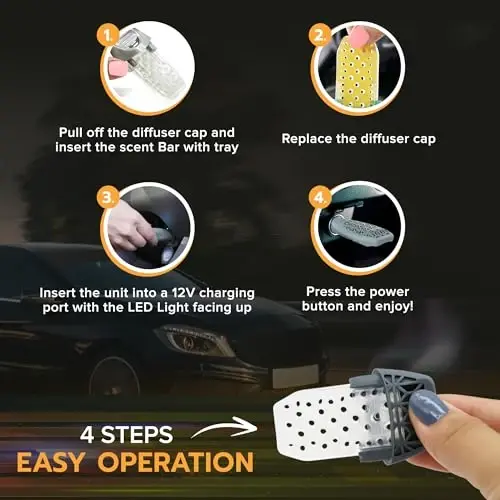 Drive Time Reusable 12V Plug-in Car Air Freshener Refill – Power Fresh, Auto Shut-Off, Plug-In Convenience, No Batteries Needed – Includes 4 Scent Bars for Up to 30 Days of Freshness - 4