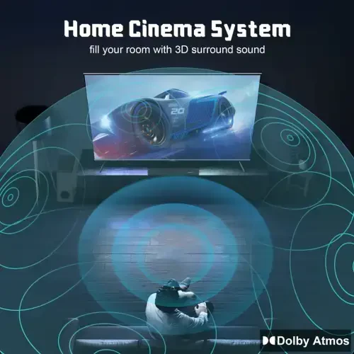 DR.J Professional Sound Bar for TV, 200W Dolby Atmos Soundbar with Subwoofer, 2.1 CH 3D Surround Home Audio TV Speakers with Remote Control, Bluetooth 5.3/HDMI-ARC/AUX/Opt - 6