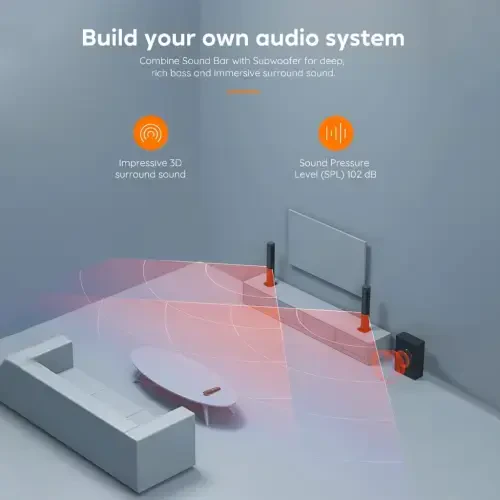 DR.J Professional Soundbar bilan Subwoofer, Televizor uchun 2.1 CH ajratiladigan Sound Barlar, Bluetooth/HDMI-ARC/AUX/Opt 3D Surround Sound - 7