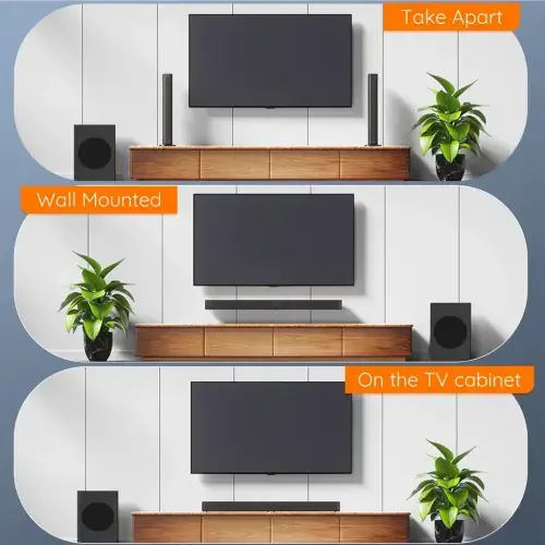 DR.J Professional Soundbar bilan Subwoofer, Televizor uchun 2.1 CH ajratiladigan Sound Barlar, Bluetooth/HDMI-ARC/AUX/Opt 3D Surround Sound - 10