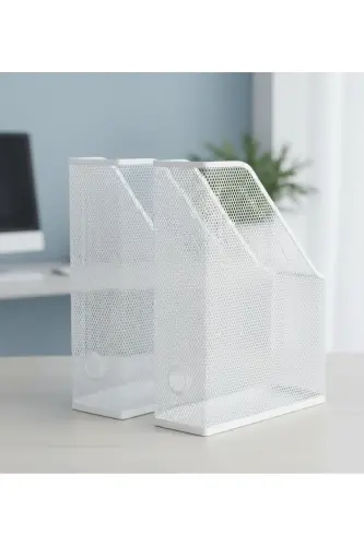 Drönjöns 2-Piece Set Mesh Steel File Holder Magazine Rack Document Shelf Box Folder - 1