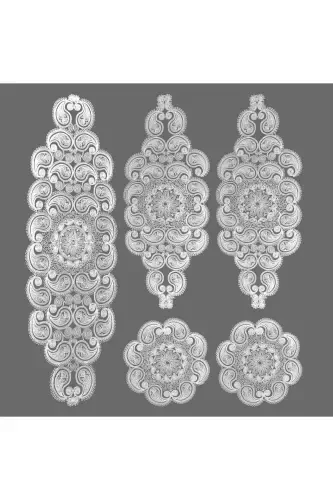 Drop 5 Pieces Luxury Runner Living Room Furniture Coffee Table Tablecloth Set French Guipure Dowry Set Ecru-Ecru - 1