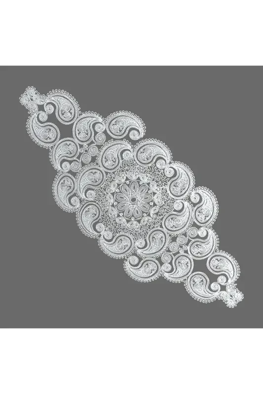 Drop 5 Pieces Luxury Runner Living Room Furniture Coffee Table Tablecloth Set French Guipure Dowry Set Ecru-Ecru - 5