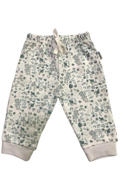 Droplet Pants Cotton White Green - Modazone (1)