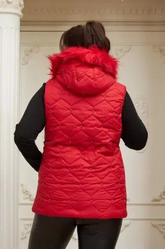 Droplu Women's Plus Size Red Quilted Vest - 4